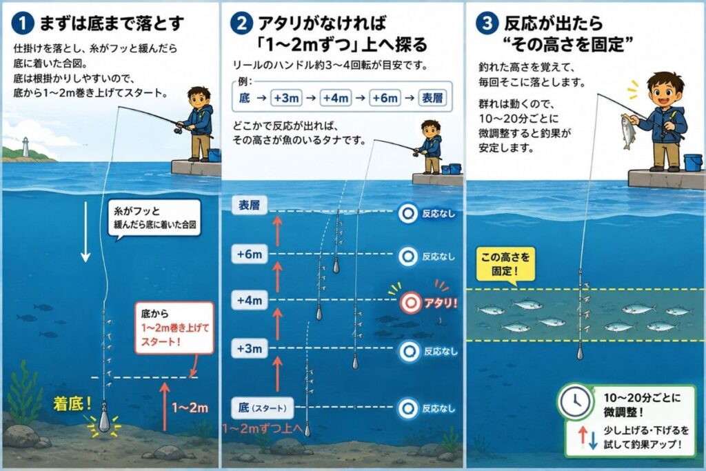 タナの合わせ方