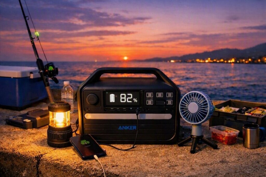 夏の釣り:ポータブル電源